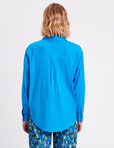 Chemise manches longues bleu femme
