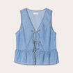 Blouse nouée en jean denim bleach femme