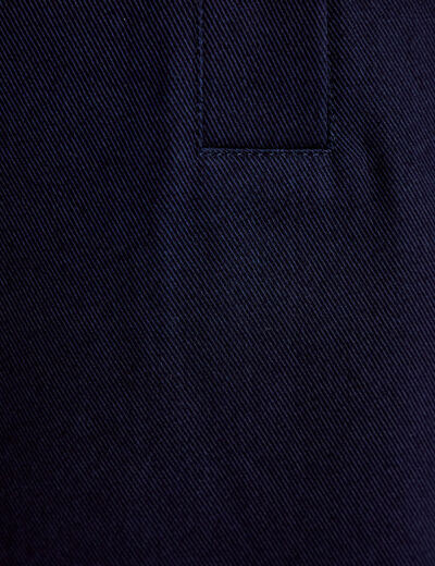 Robe droite col chemise manches longues bleu marine femme
