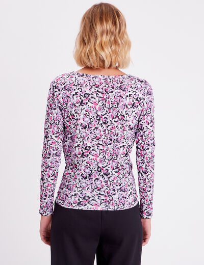 T-shirt ajusté col cache-coeur blanc femme