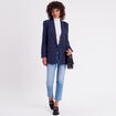 Pull col roulé côtelé ecru femme
