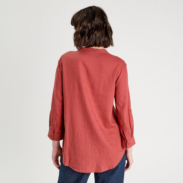 chemise manches 34 contenant du lin vieux rose femme Chemise manches 3/4 contenant du lin vieux rose femme