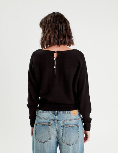 Pull manches chauves-souris noir femme