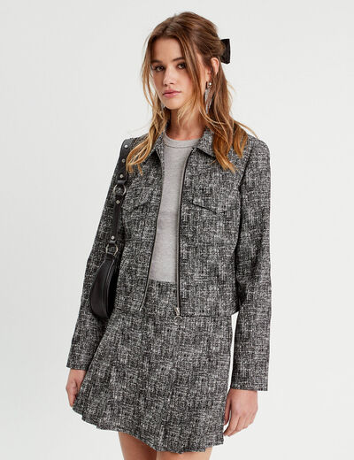 Veste courte zippée noir femme