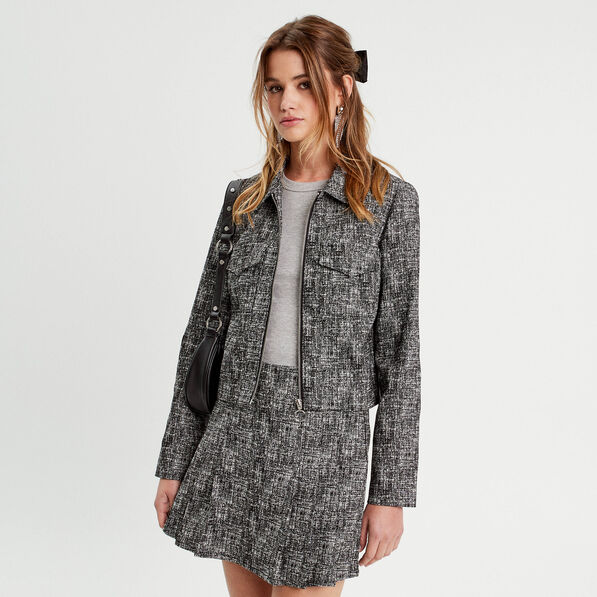 Veste courte zippée noir femme