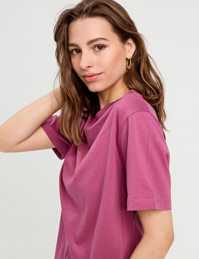 T-shirt oversize col rond prune femme
