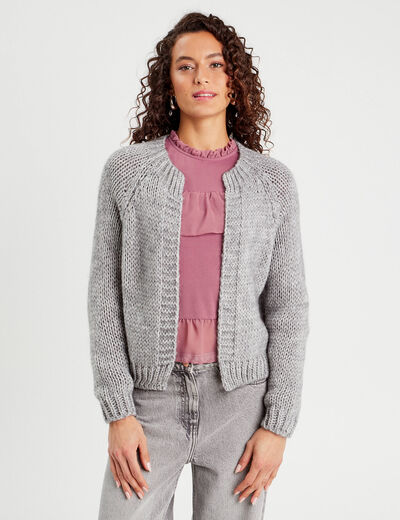 Gilet manches longues gris clair femme