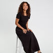 Robe longue évasée 2-en-1 noir femme