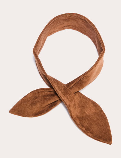 Foulard aspect daim marron femme