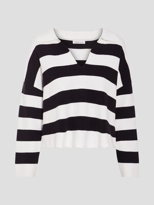 Pull avec col en V ecru femme