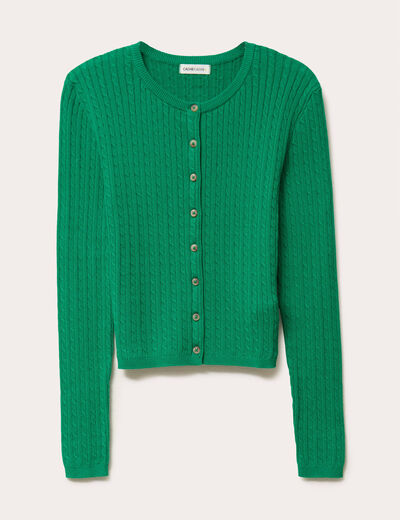 Gilet ajusté en coton manches longues vert pastel femme