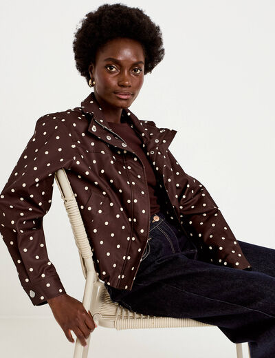 Veste oversize manches longues marron chocolat femme