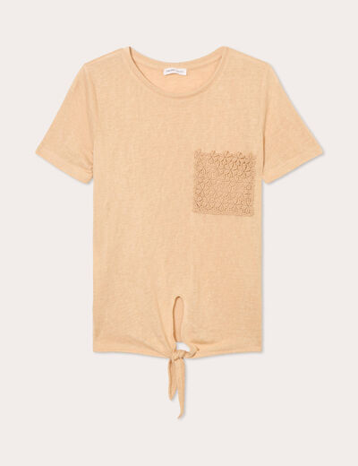 T-shirt détail noeud sable femme