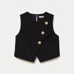 Top ajust&eacute; court sans manches col rond noir femme