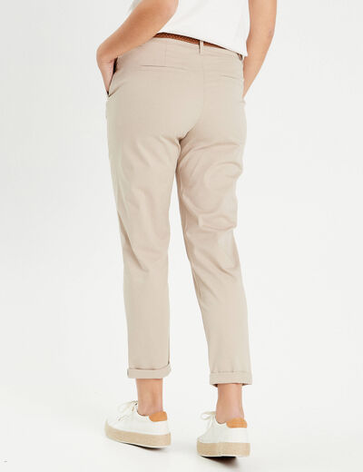 Pantalon chino 7/8ème beige femme
