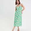 Robe évasée 3/4 col bénitier vert fluo femme