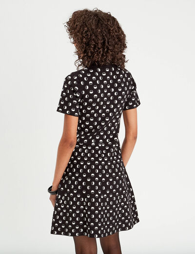 Robe pull manches courtes noir femme