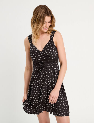 Robe évasée bretelles noir femme