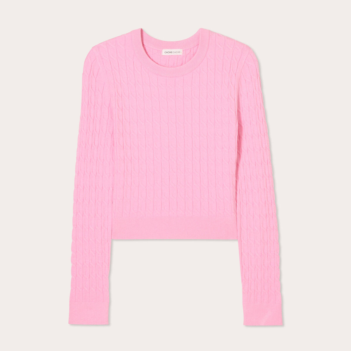 Pull torsades rose femme