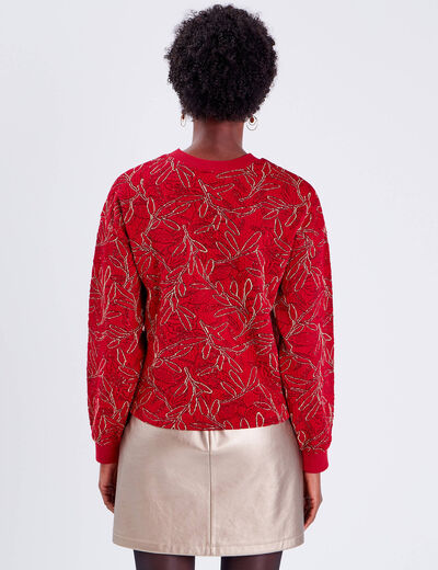Sweat manches longues rouge femme