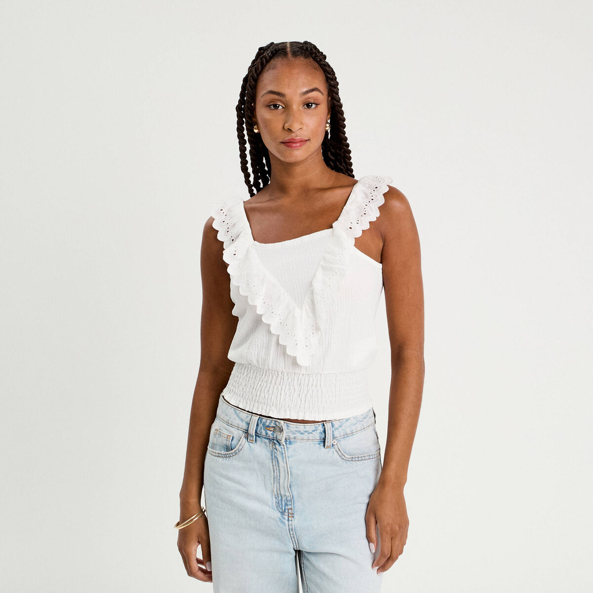 Débardeur sans manches blanc femme