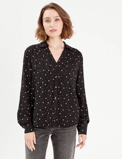Chemise manches longues noir femme