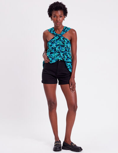 Blouse bretelles larges noir femme