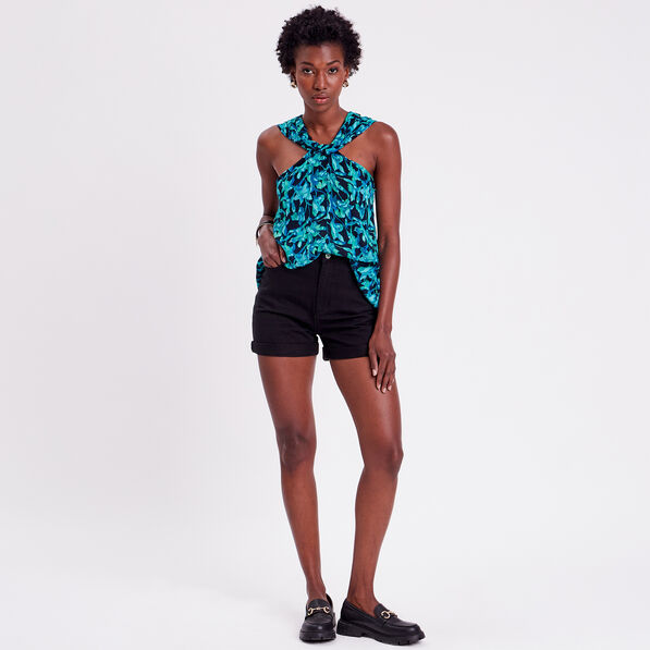 Blouse bretelles larges noir femme