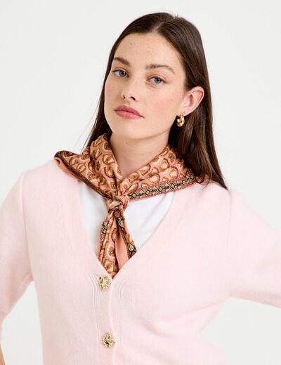 Foulard satin&eacute; soyeux vieux rose femme