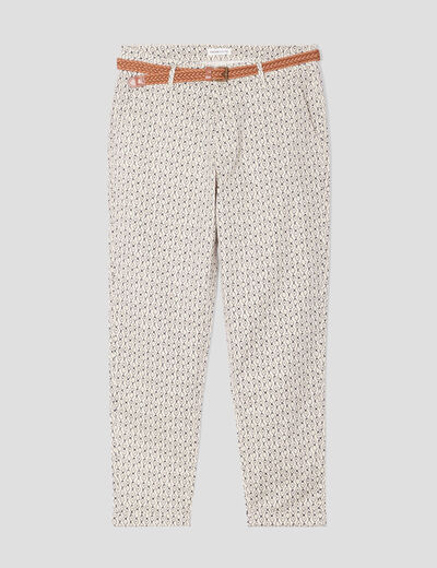 Pantalon chino slim 7/8ème blanc femme