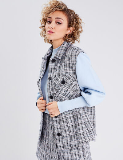 Veste droite sans manches beige femme