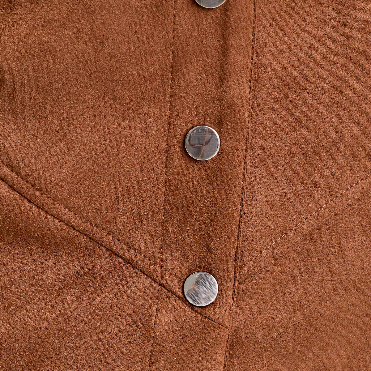 Jupe trap&egrave;ze courte aspect daim marron femme