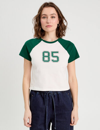 T-shirt manches courtes ecru femme