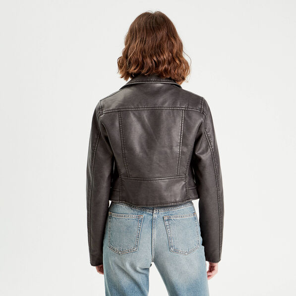 Veste biker simili cuir noir femme