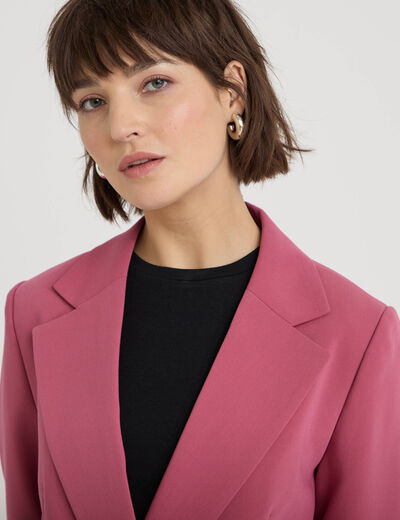 Blazer col tailleur manches longues vieux rose femme
