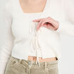 Gilet noeuds devant ecru femme