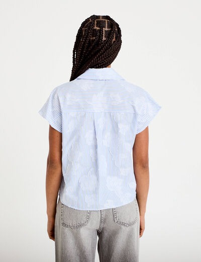 Chemise sans manches col am&eacute;ricain bleu ciel femme