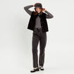 Pull col roulé côtelé gris foncé femme
