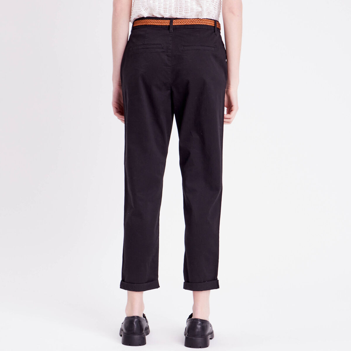 Pantalon chino 7/8ème noir femme