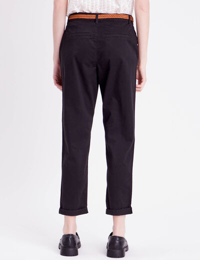 Pantalon chino 7/8ème noir femme