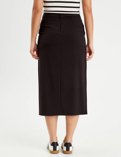 Jupe midi droite noir femme