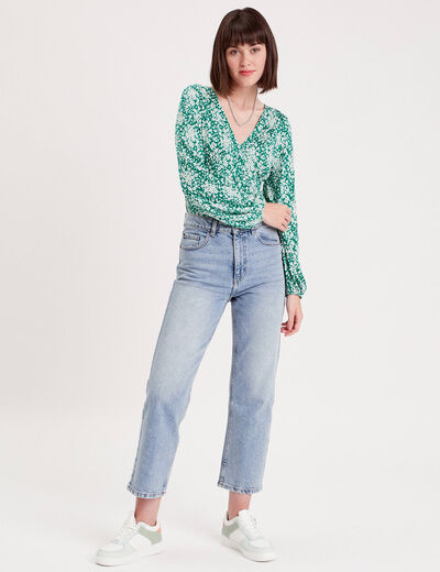 T-shirt manches longues bleu pétrole femme