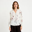 Blouse col chemise manches longues blanc femme