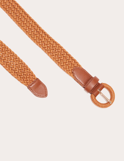Ceinture tressée camel femme