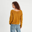 Pull manches longues col en V camel femme