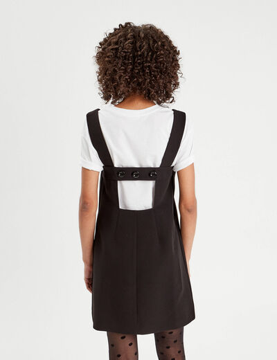 Robe chasuble évasée bretelles noir femme