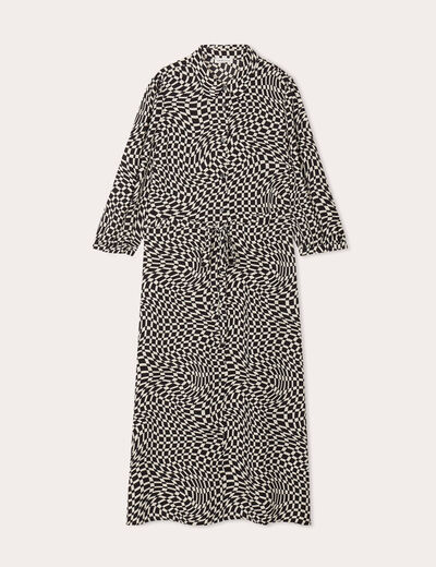 Robe longue chemise noir femme