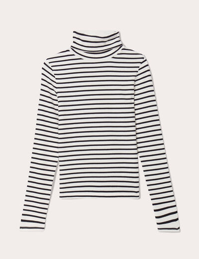 T-shirt col roulé blanc femme