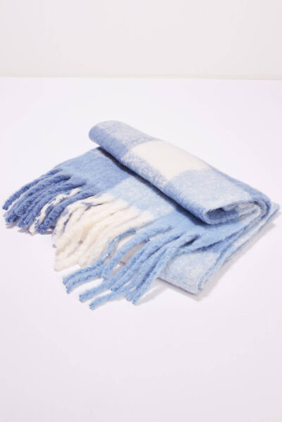 Écharpe avec franges bleu pastel femme