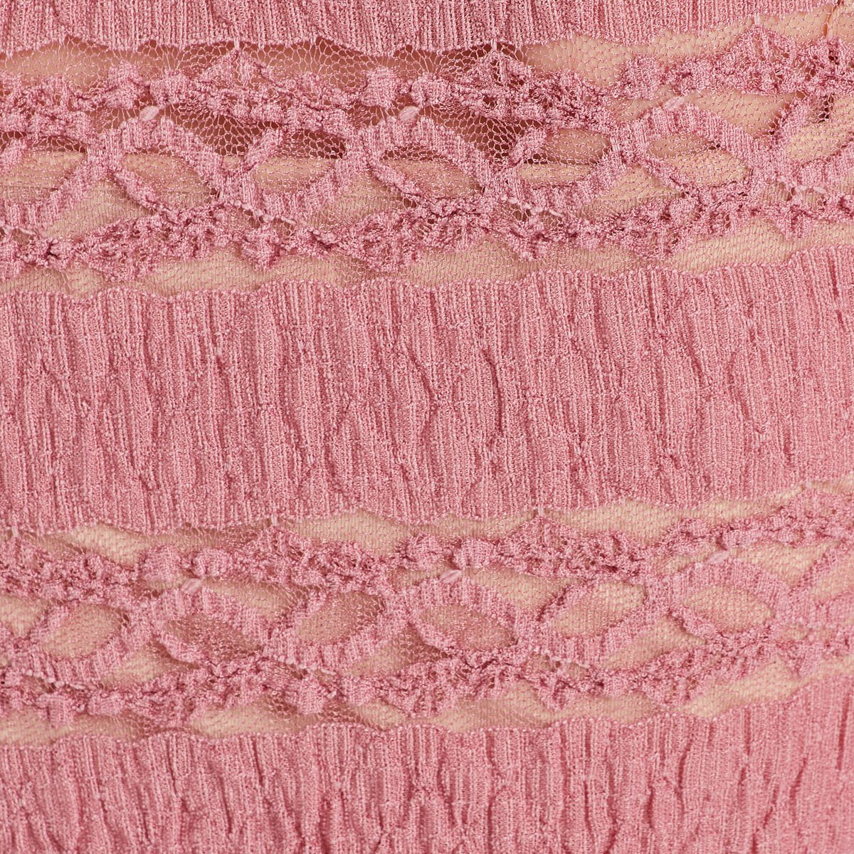 Blouse dentelle col montant vieux rose femme